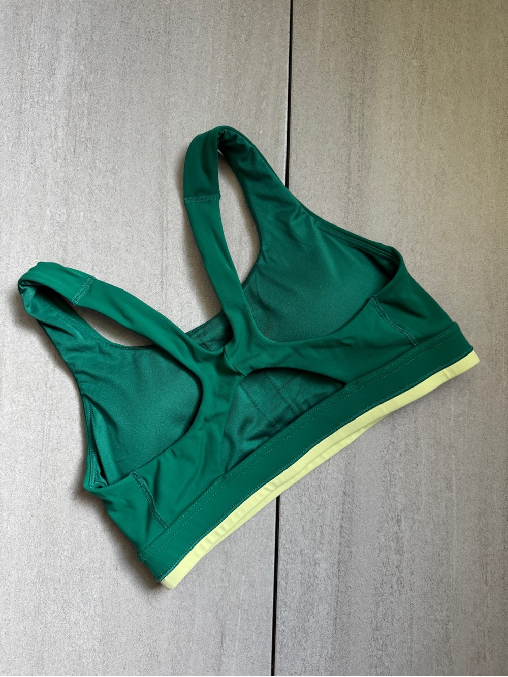 Avia Green Racerback Sports Bra with Lemon Trim
